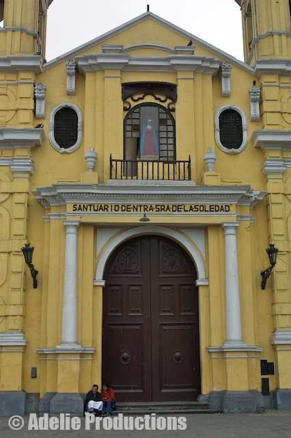 <b>Monasterio de San Francisco, Lima, Peru</b><br/>&ldquo;Out on the streets of Lima, tanks and armed policemen abounded, but the square with the yellow and white church of the Monasterio de San Francisco was left to the pigeons and the people...&rdquo;